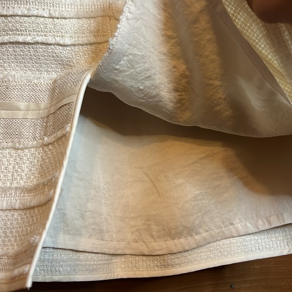 Talbots Midi Textured Cotton Linen Fringe Cream White Pencil Skirt Zip Lagenlook - Picture 6 of 7